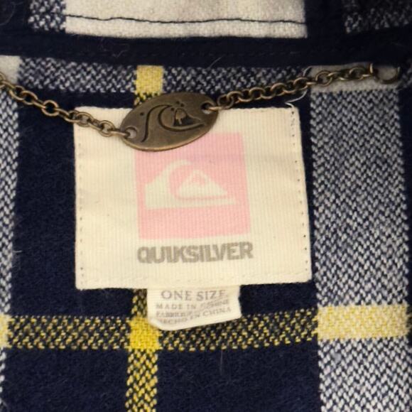 Quiksilver Ponchito Jacket - blue yellow plaid check poncho with hood - Picture 12 of 12